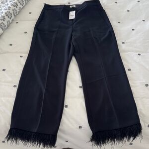 J. Crew Black Feather Trim Pants